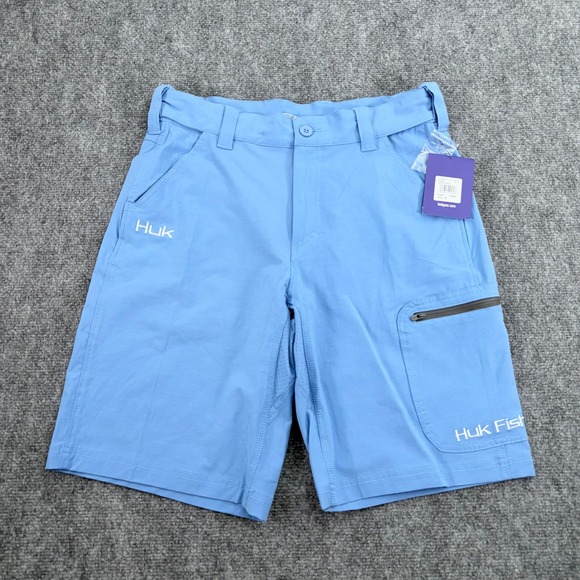 Huk Shorts Mens Small Blue Next Level Fishing Performance Stretch Quick Dry NEW - Picture 1 of 13